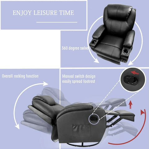 Home Recliner Chair Rocking, Rotating, with reclining