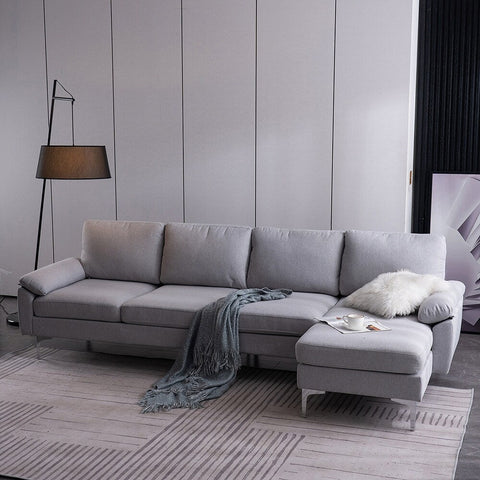 L shape Fabric Sofa With SS Legs