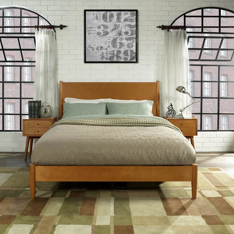 Landon Acorn-brown Mid-century Queen Platform Bed