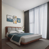 Luxe Strap Upholstered Sleek Bed Without Storage In Leatherette