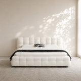 Marshmelle Upholstered Bed In Boucle Fabric
