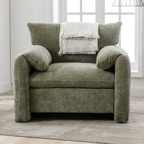 Modern Chenille Oversized Armchair Accent Chair Single