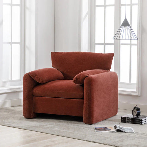 Modern Chenille Oversized Armchair Accent Chair Single