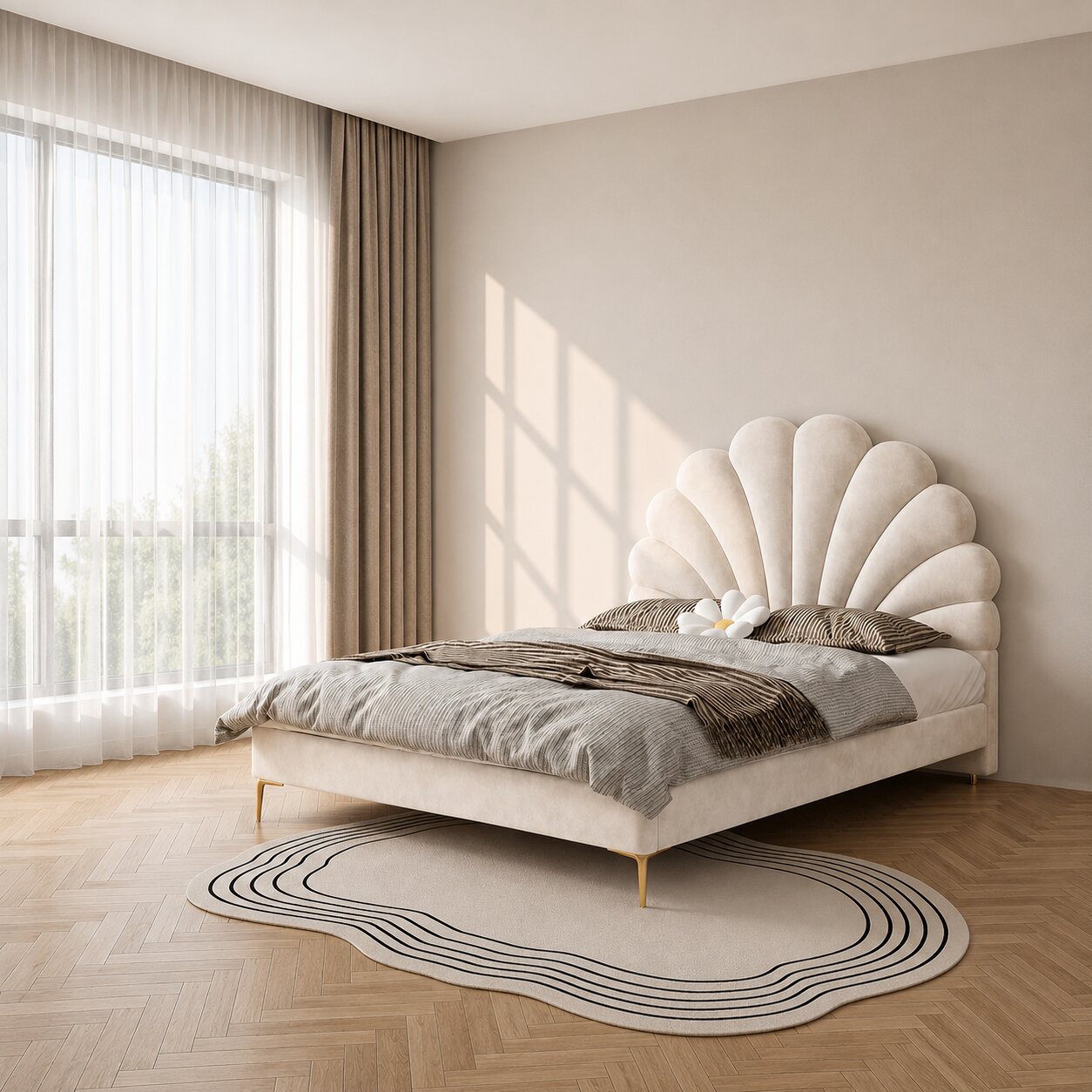 Monarch Dreams Sleek Upholstered Bed In Velvet