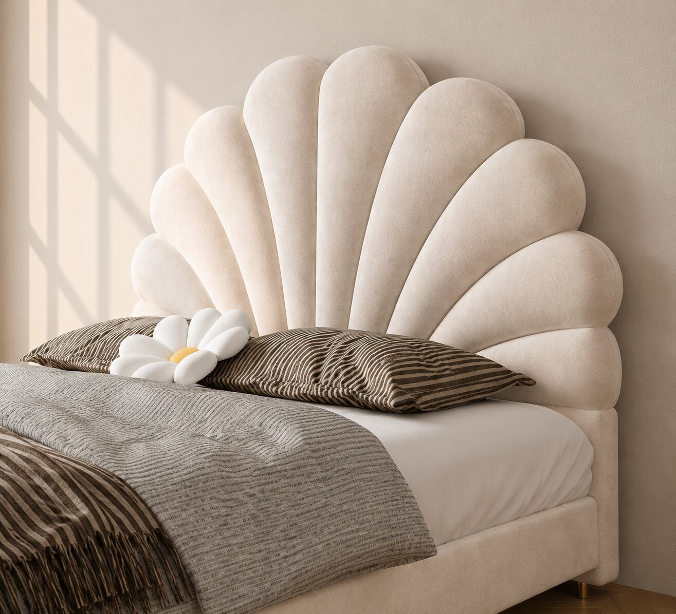 Monarch Dreams Sleek Upholstered Bed In Velvet