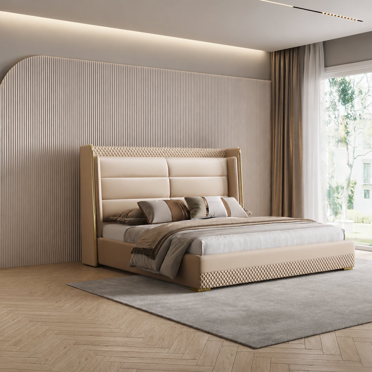 Sapphire Royale Artform Upholstered Bed In Leatherette