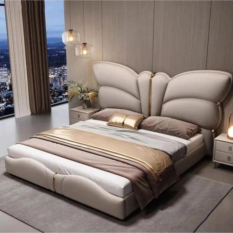 Butterfly Premium Upholstered Bed In Leatherette