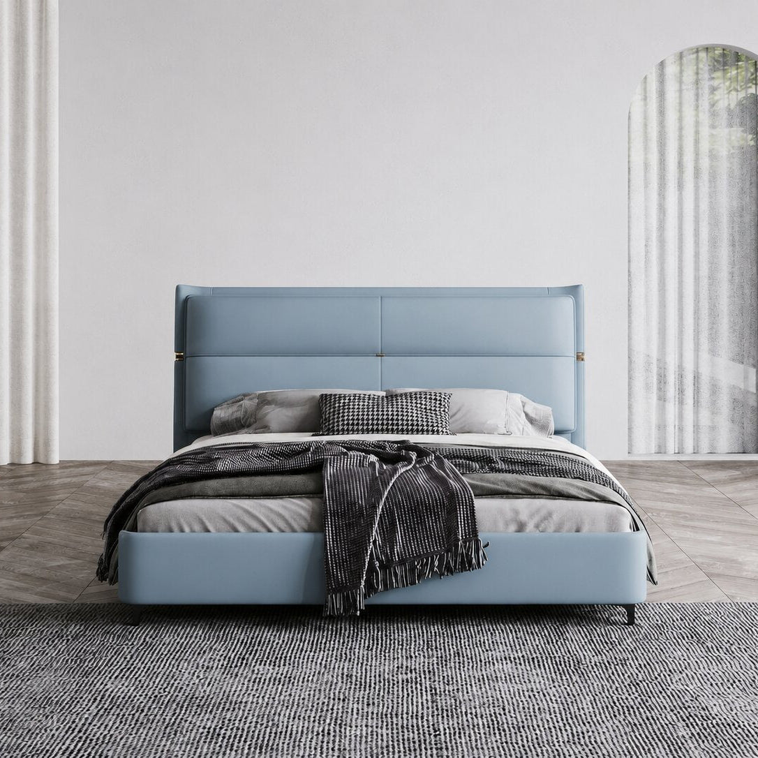 Versace Sky Blue Upholstered Bed In Leatherette