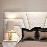 Beige Large Upholstered Headboard Bed