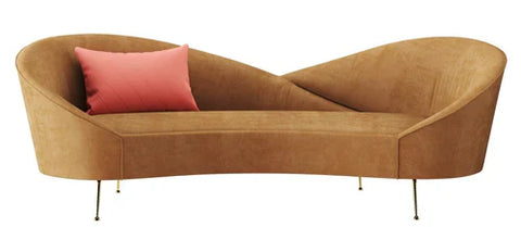 Velvet Round Arm Vintage Style Lounger