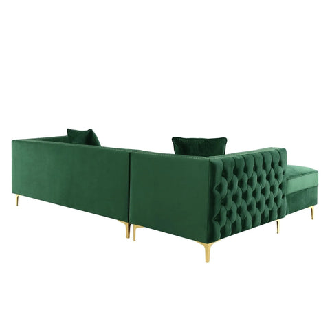 Arzo Modern Luxury Velvet Upholstered Chesterfield L Sofa