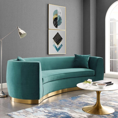 Resolute Curved Performance Velvet Sofa Couch