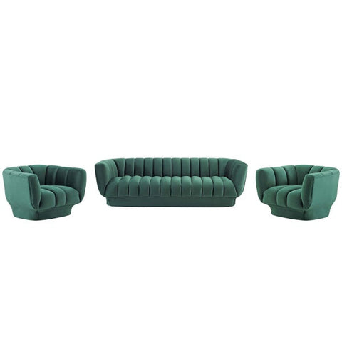 Entertain Vertical Channel Tufted Performance Velvet Sofa  Couch