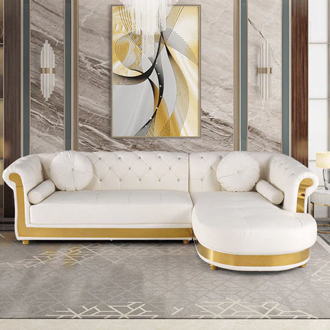 Italian jazzy sectional sofa with glam golden