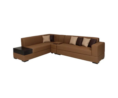 Alden Leatherette LHS And RHS  Sofa  In Tan Brown