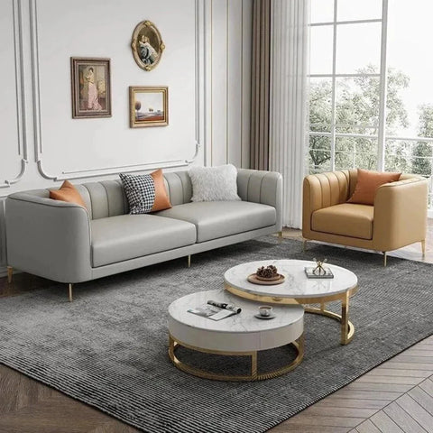 Flex Luxury Straight Line Sofa Set In Leatherette