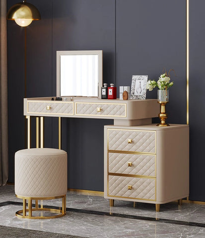 Oscar-dressing-table-with-ottoman-in-stainless-steel-gold