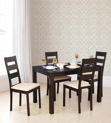 Wooden Rounded 4 Seater Dining Set